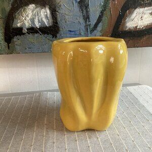 VTG McCoy Pottery Yellow Canister Cookie Jar Or Artsy Ceramic Vase No Lid # 157